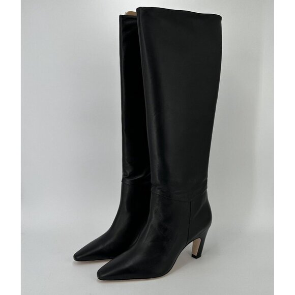 Everlane The Knee-High Banana Heel Boot in Black Leather sz 5.5 Women's Pull-on